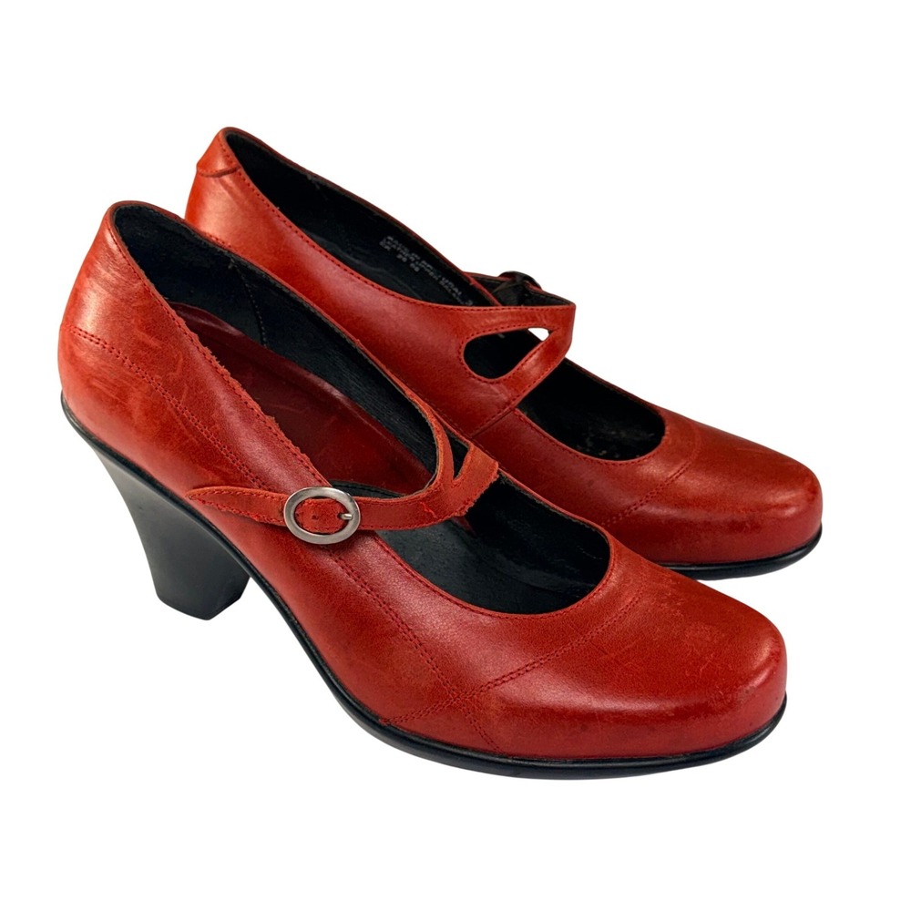 Dromedaris Mary Jane Heels Womens 39/8.5-9 Red Leather Retro Whimsigoth Acadamia